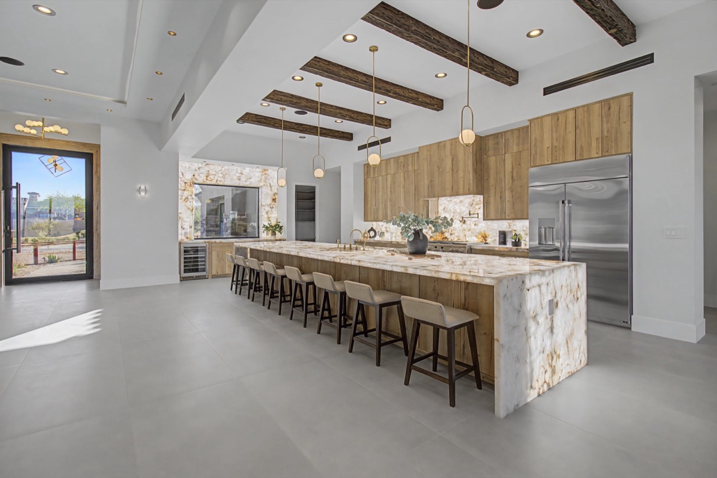 Luxury new construction kitchen with marble island
