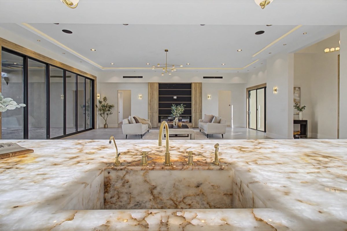 Gourmet kitchen with marble island